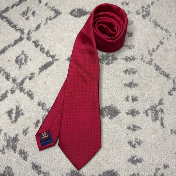 T. M. Lewin Other - T. M. LEWIN 100% Silk Handmade Red Holiday Micro Polka Dot Printed Business Tie